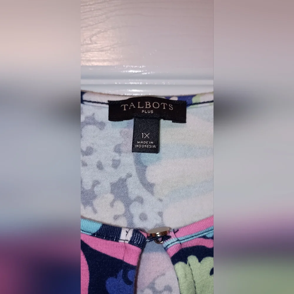 Talbots Plus pink Blue Paisley Print maxi Dress size 1X - Picture 6 of 6